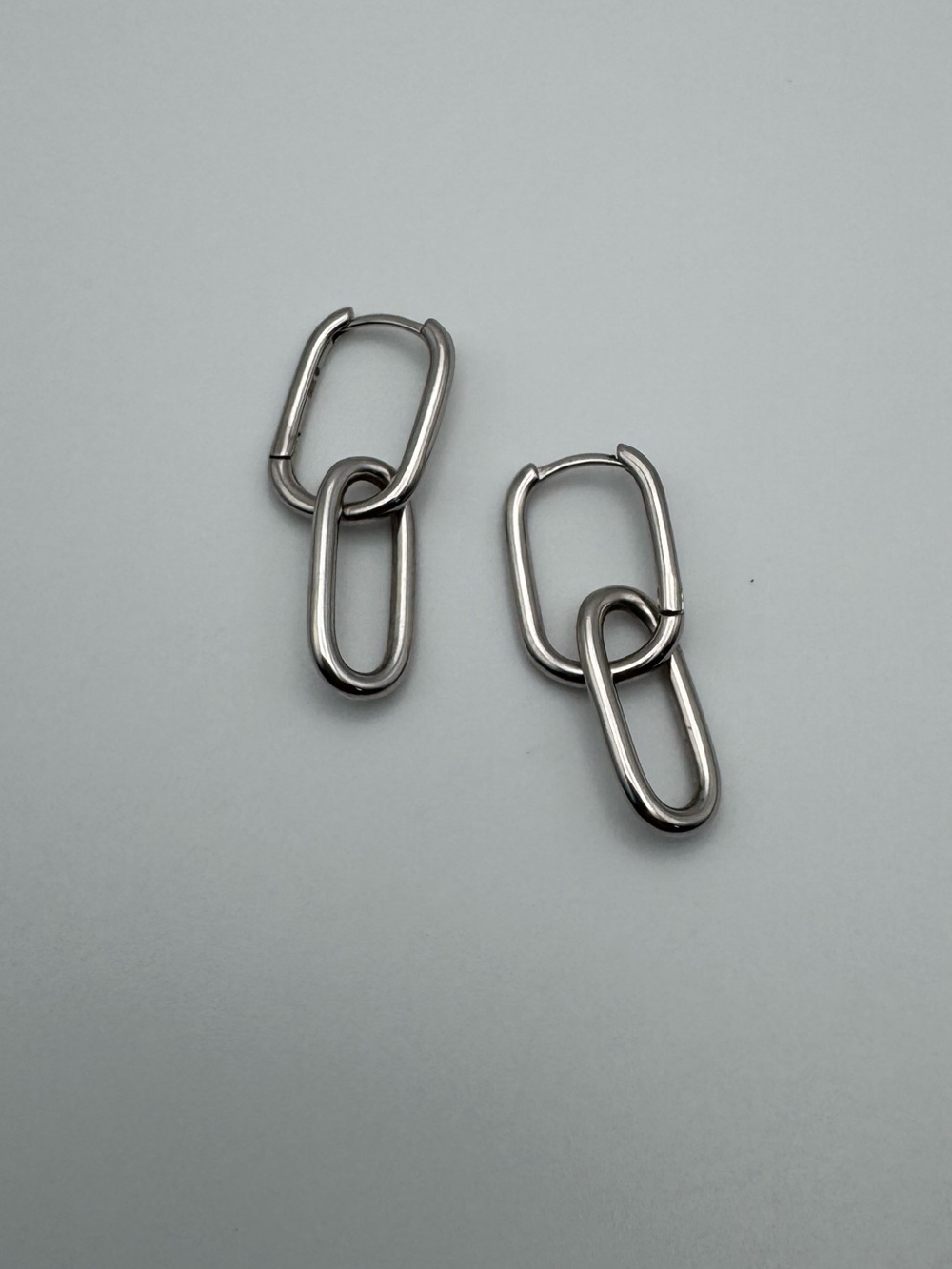 Sterling Silver 925 Hoop Link Dangle Earrings